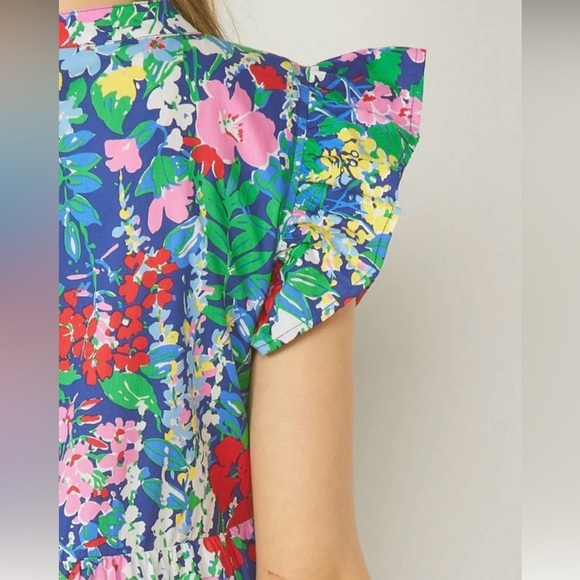 NWT Entro Lillian Floral Print Ruffle Sleeve Dress Size 1XL - Picture 5 of 11